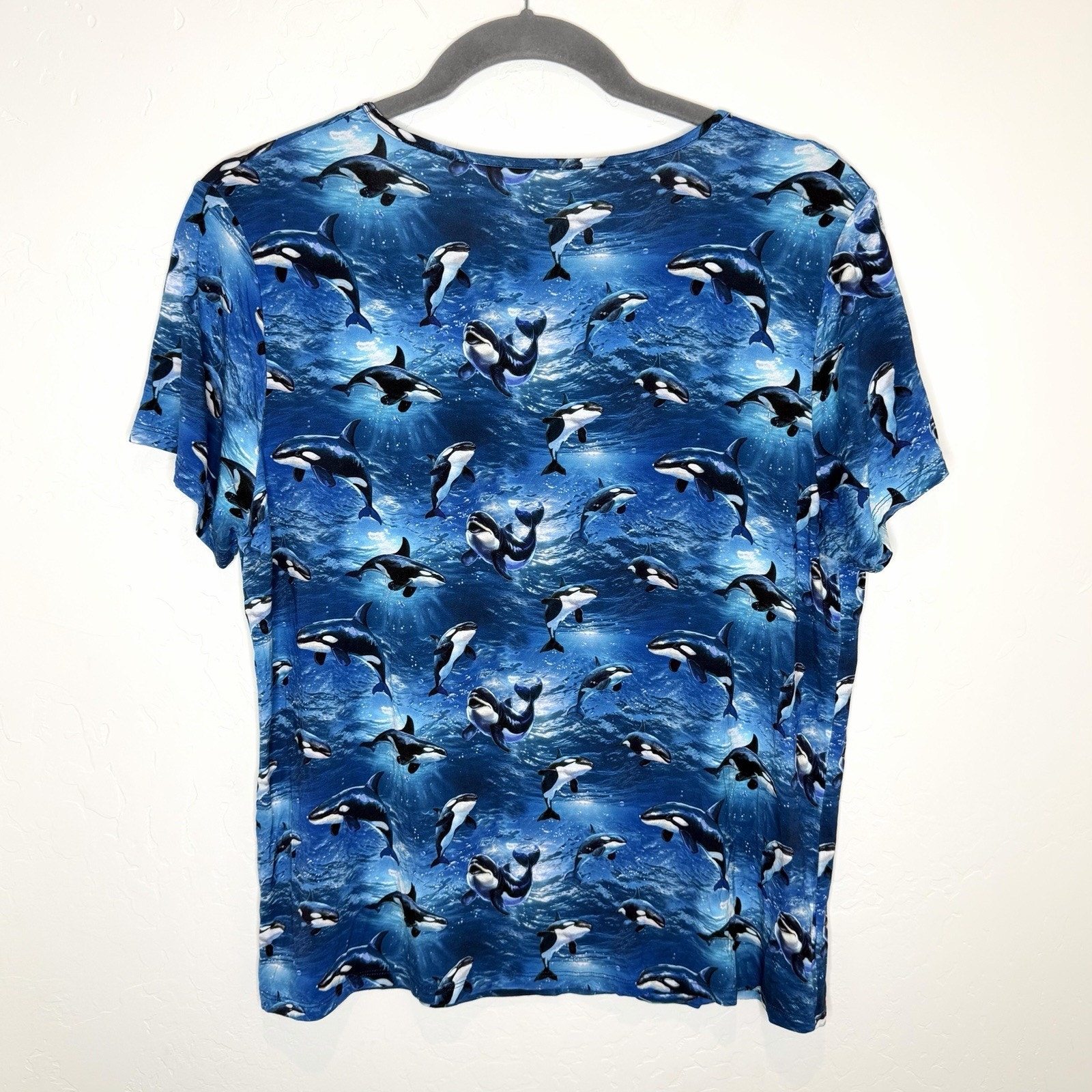 Bums & Roses Whale, Hello There Orca T Shirt Womens Plus 2xl Blue Soft Bamboo — image 2 of 3